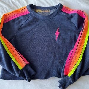 AVIATOR NATION BOLT EMBROIDERY CLASSIC CROPPED CREW SWEATSHIRT